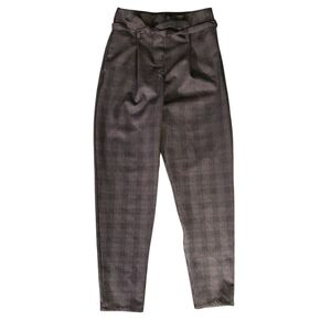 Plaid Tie Waist Trousers S
